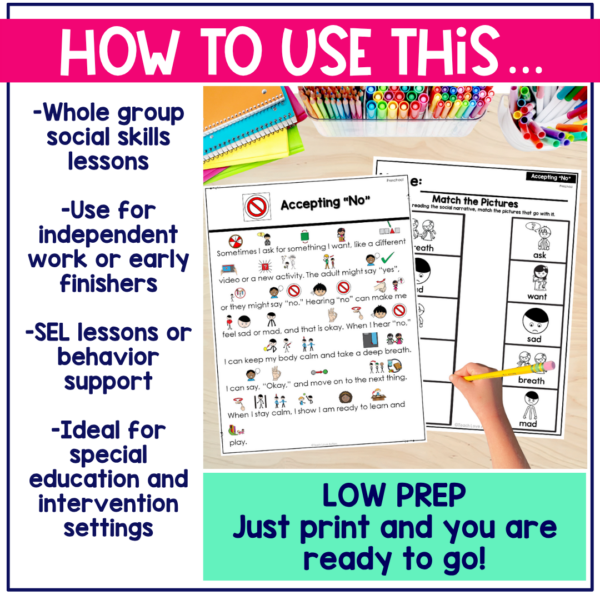 Accepting No Social Narrative for Preschool & Special Education