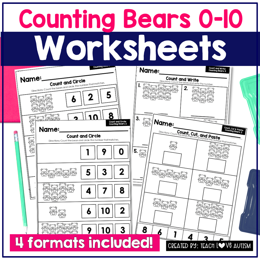 Bear Counting 0-10 Worksheets