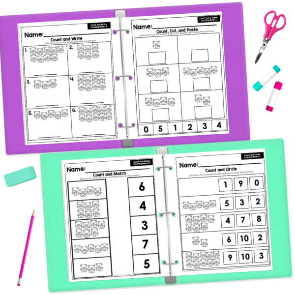 Bear Counting 0-10 Worksheets