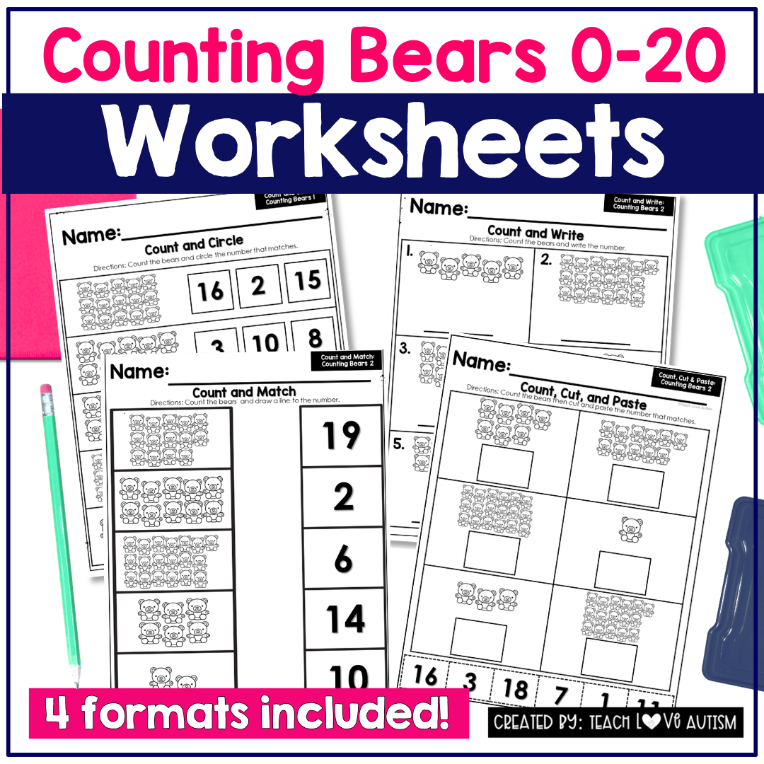 Bear Counting 0-20 Worksheets
