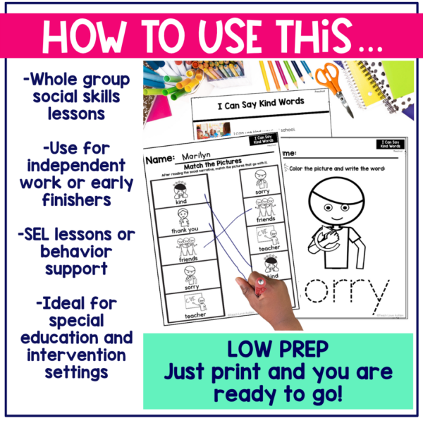 I Can Say Kind Words Social Narrative for Preschool & Special Education