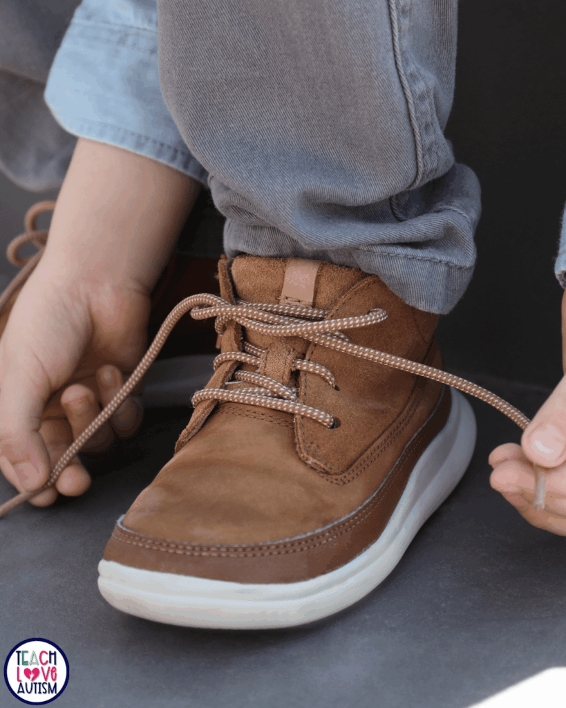 If a staff member teaches one shoe-tying method while family members teach a completely different method at home, your students may struggle to remember the sequence.