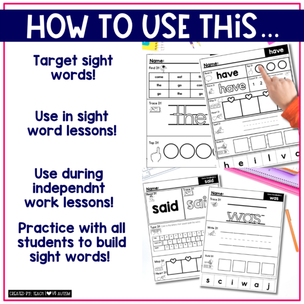 Heart Word or Sight Word Worksheets — Science of Reading Aligned Practice for High-Frequency Words - Image 3