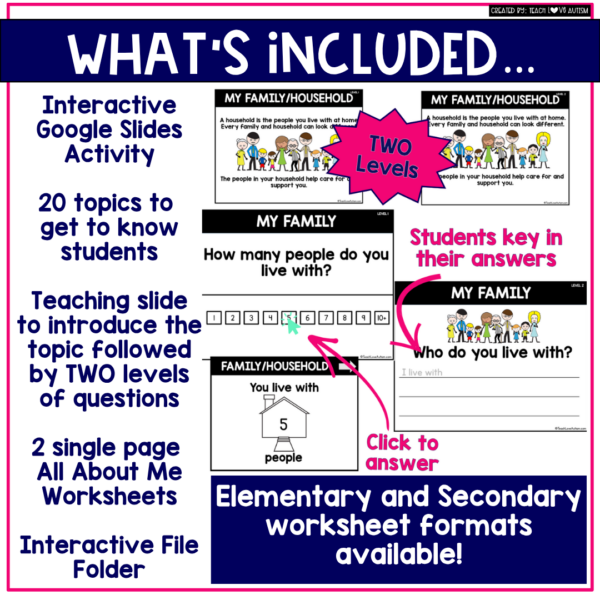 All About Me Digital Activity and Worksheets | Google Slides Presentation and Activities for Back to School - Image 3