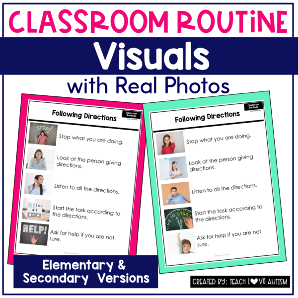 Classroom Routines Visuals with Real Photos — for Elementary and ...