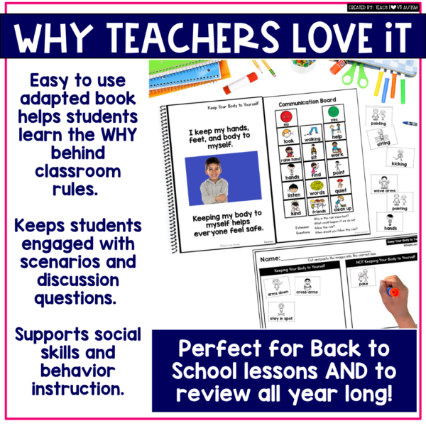 Classroom rules adapted book and worksheets