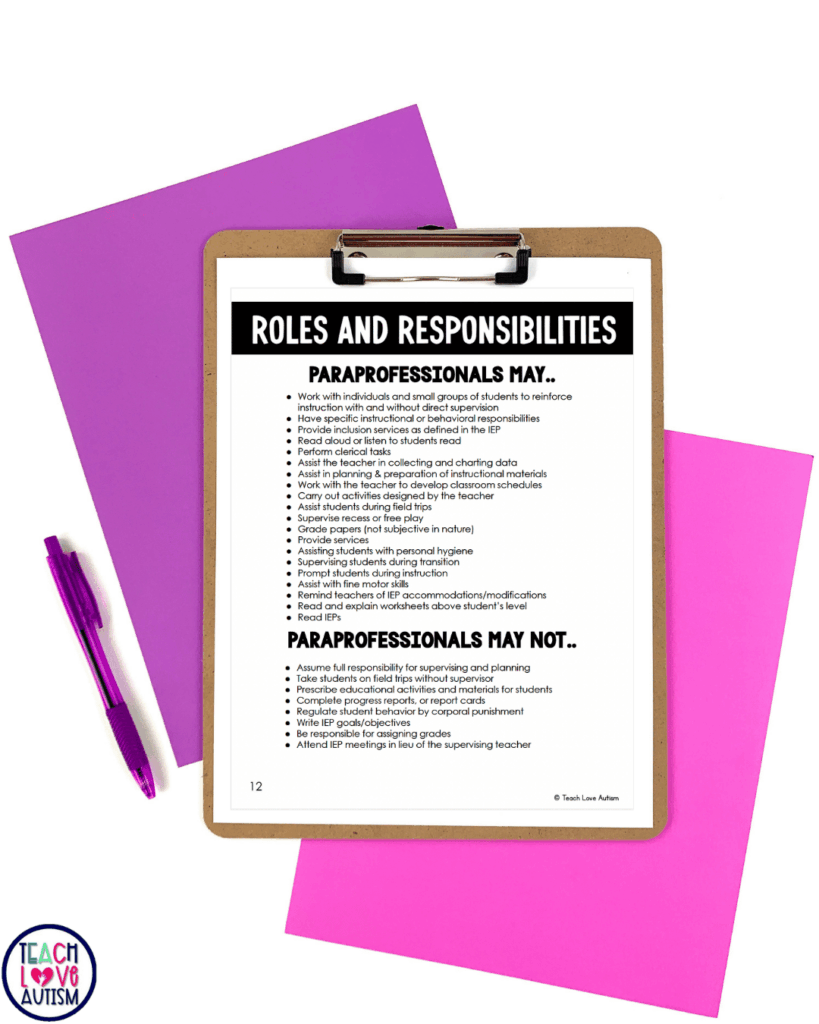 Resources like my Paraprofessional Binder and Training Manual can also make delegating responsibilities feel much less overwhelming. When your classroom team has a trusted reference to guide daily routines and expectations, you'll spend less time answering the same questions and more time focusing on instruction.