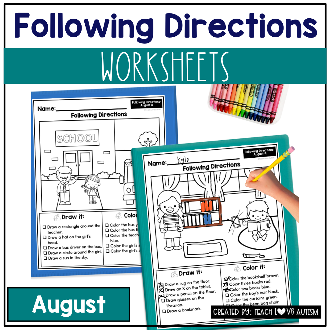 August Following Directions Worksheets