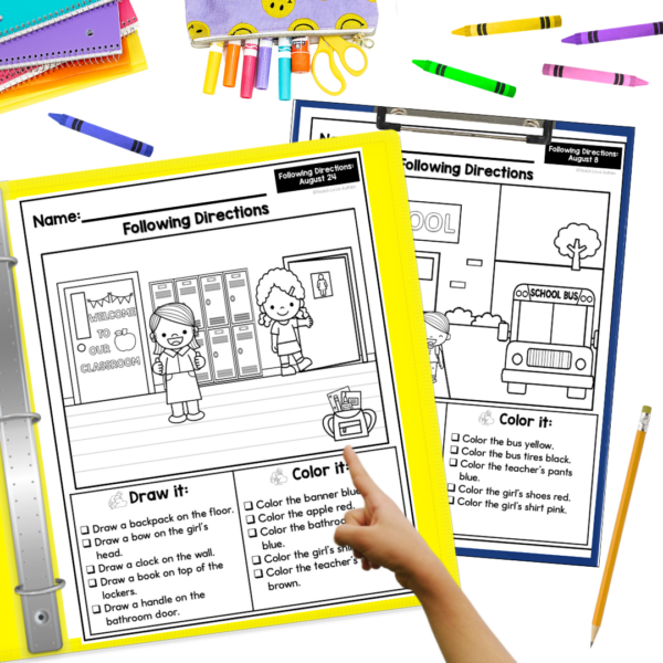 August Following Directions Worksheets