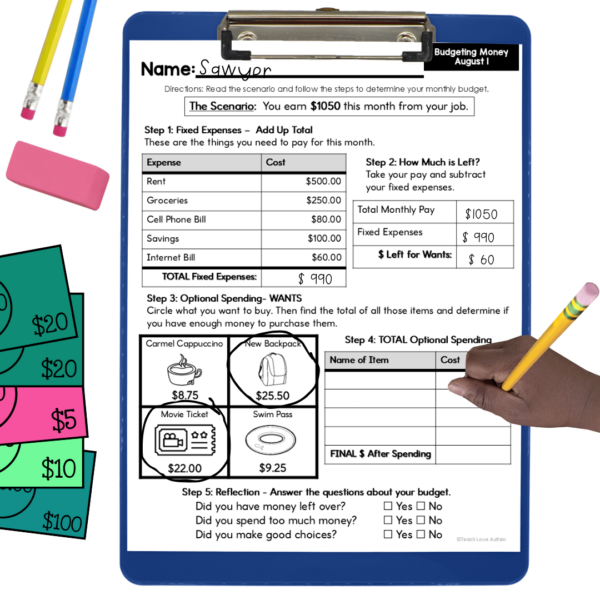 August Budgeting Worksheets