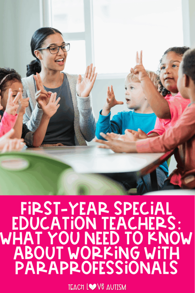 Working with paraprofessionals is a topic you'll revisit throughout your teaching career. Save this post to your favorite Special Education or classroom management Pinterest board so you'll have these strategies ready whenever you need a refresher or are preparing for a new school year. It can also be a helpful resource to share with fellow first-year special education teachers as they build their own classroom teams.