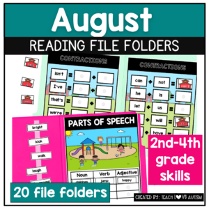 August Reading File Folders 2nd-4th