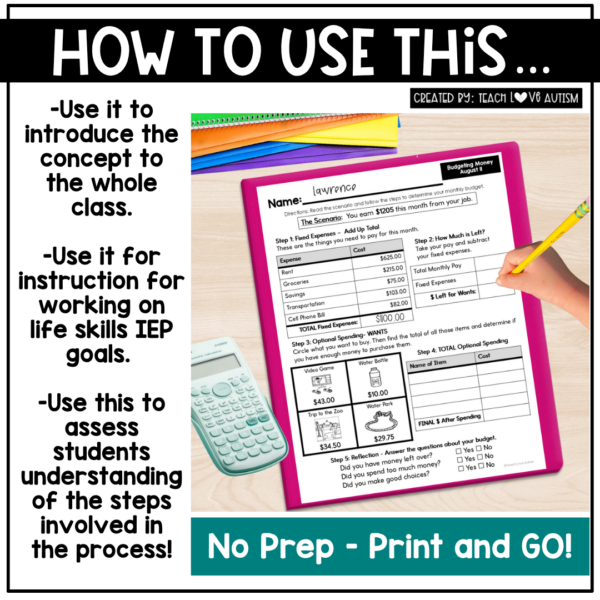 August Budgeting Worksheets