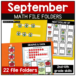 September Math File Folders 2nd to 4th grade