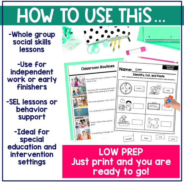 Classroom Routines Social Narrative for Elementary