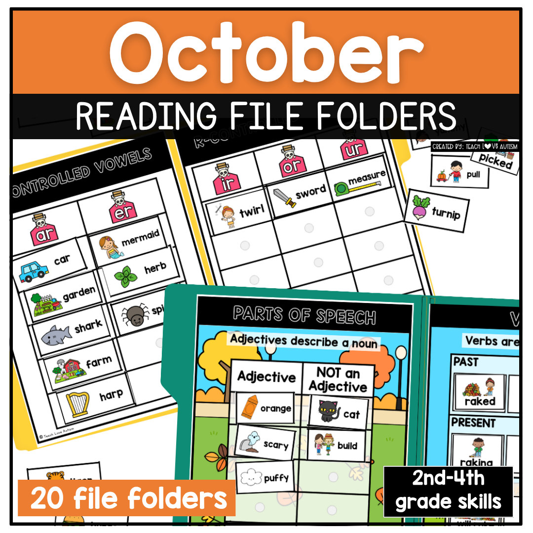 October Reading File Folders 2nd–4th Grade Literacy Centers