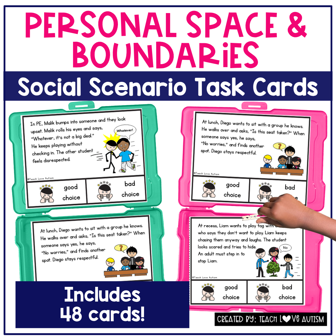 Personal Space and Boundaries Social Scenario Task Cards