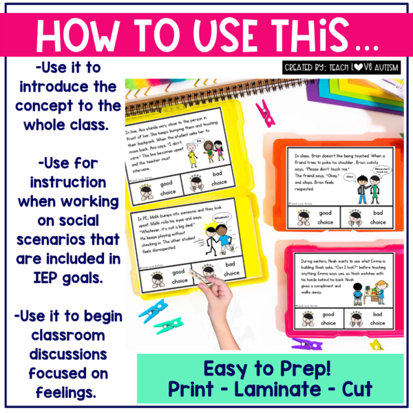 Personal Space and Boundaries Social Scenario Task Cards