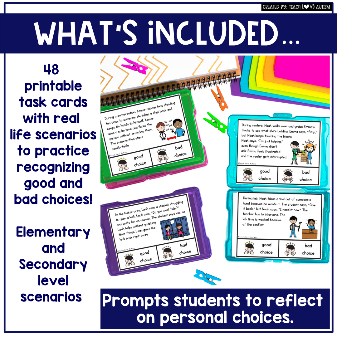 Personal Space and Boundaries Social Scenario Task Cards