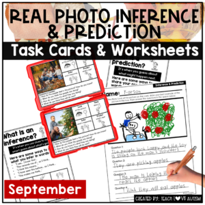 September Real Photo Predict & Infer Task Cards and Worksheets