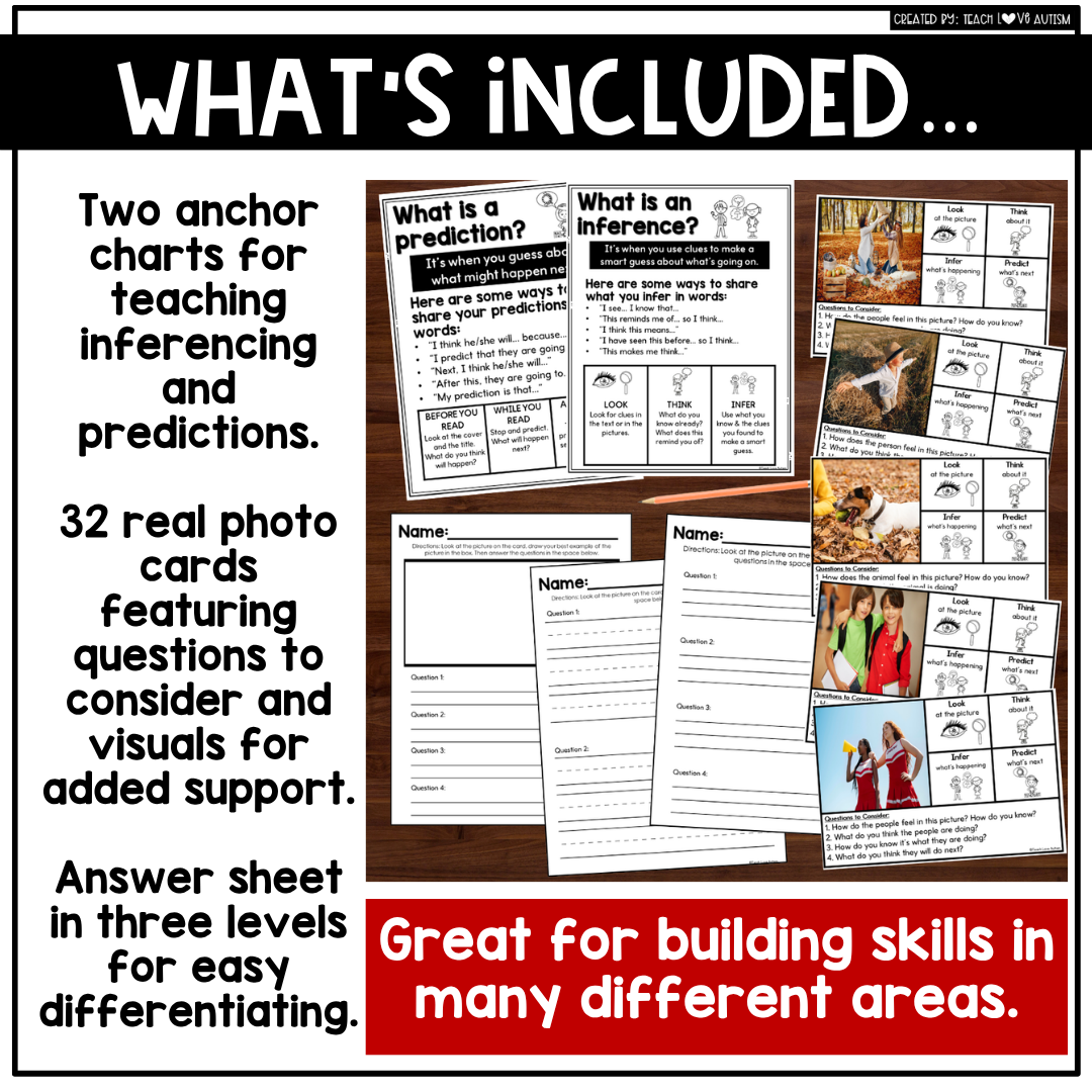 September Real Photo Predict & Infer Task Cards and Worksheets