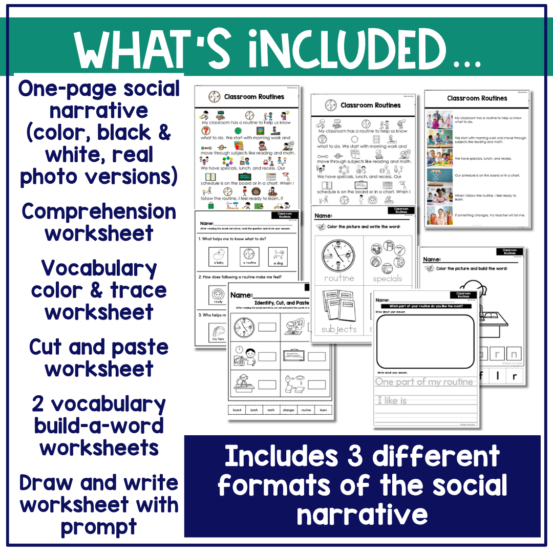 Classroom Routines Social Narrative for Elementary