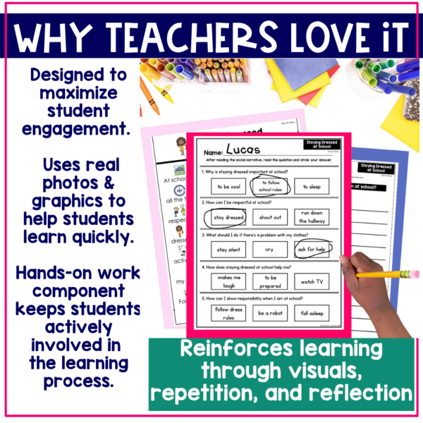 Staying Dressed at School Social Narrative for Secondary & Special Education