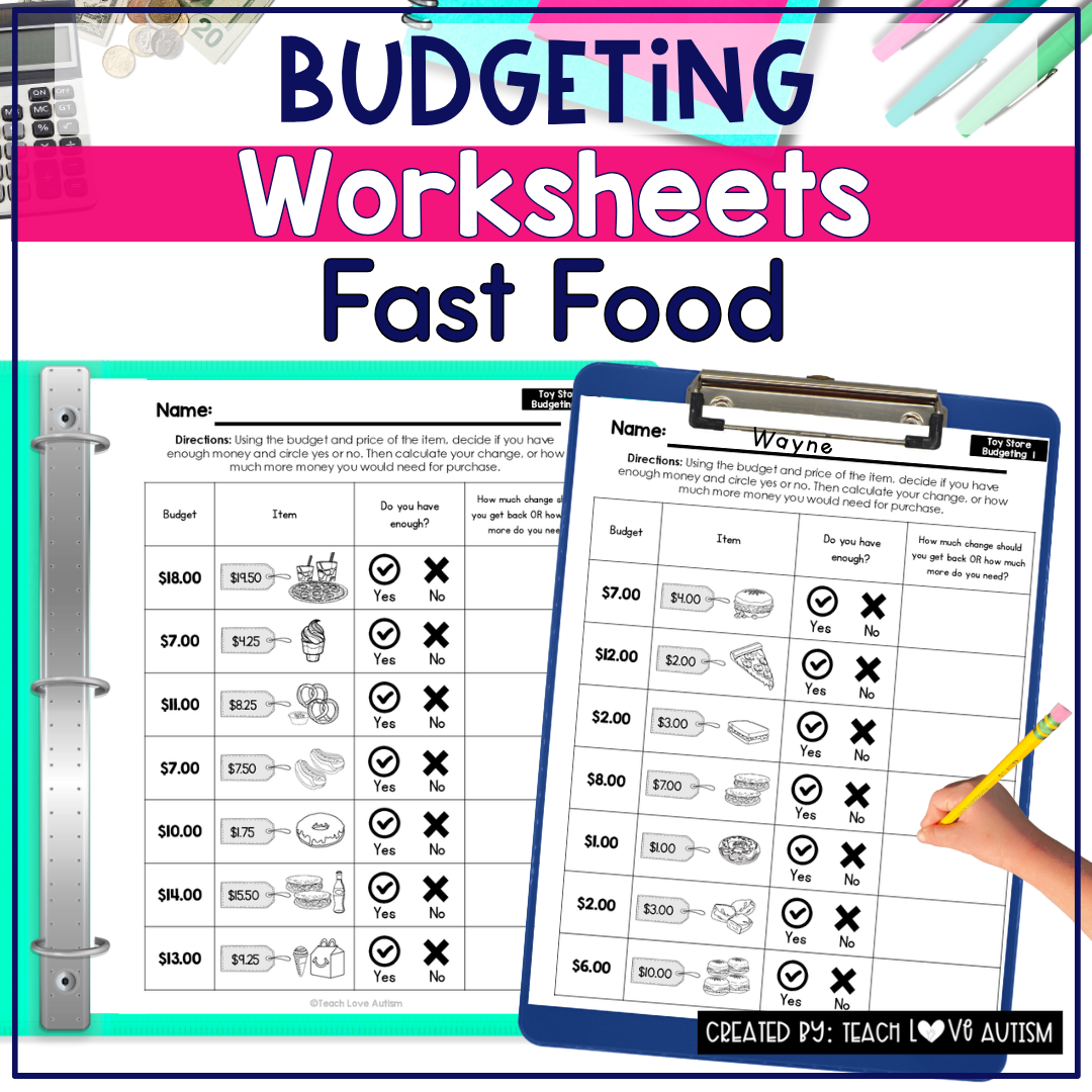 Fast Food Budgeting Worksheets Do You Have Enough?