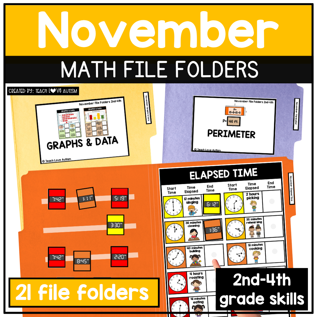 November Math File Folders 2nd-4th Grade
