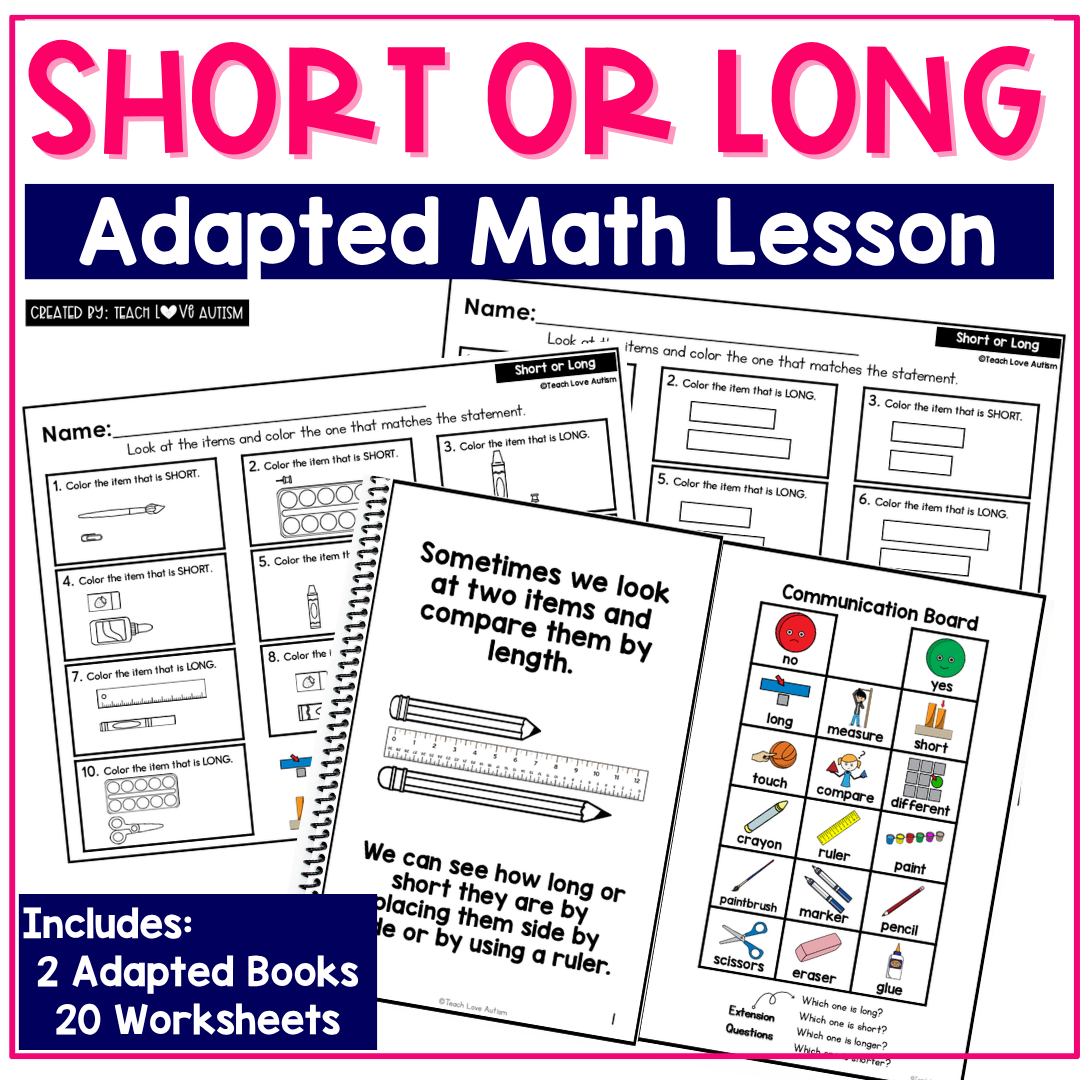 Short or Long Adapted Book and Worksheets