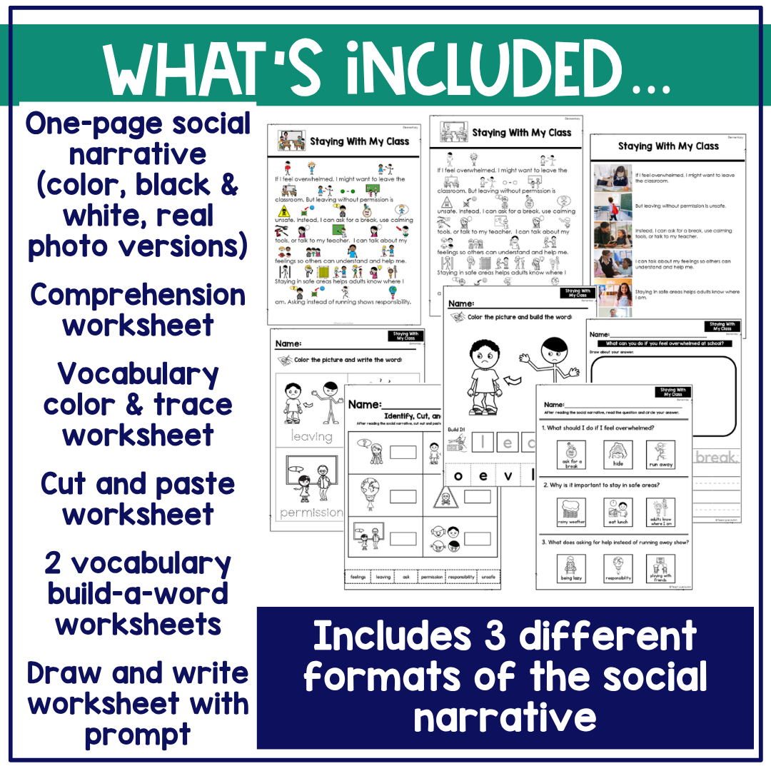 Staying With My Class Social Narrative for Elementary & Special Education