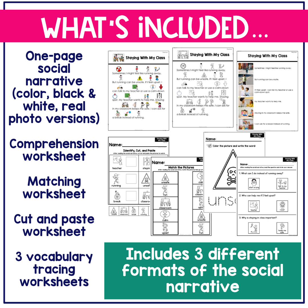 Staying With My Class Social Narrative for Preschool & Special Education