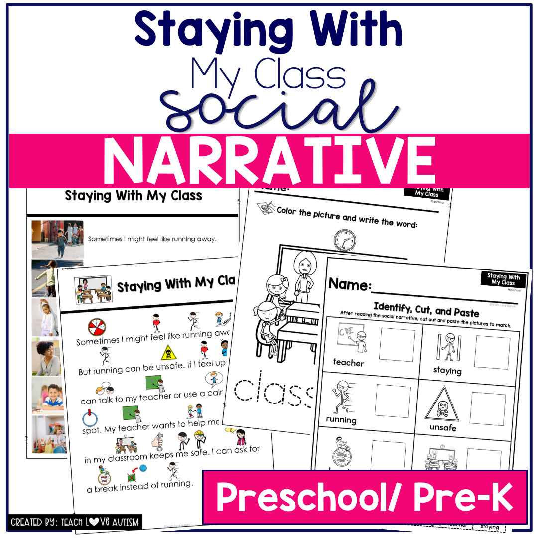 Staying With My Class Social Narrative for Preschool & Special Education