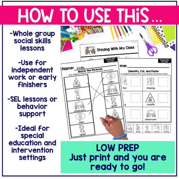 Staying With My Class Social Narrative for Preschool & Special Education