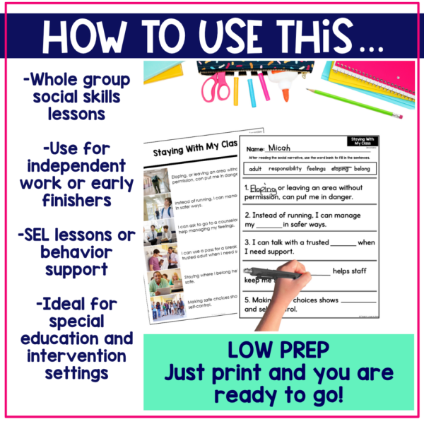 Staying With My Class Social Narrative for Secondary & Special Education