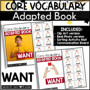 Core Vocabulary Adapted Book WANT cover