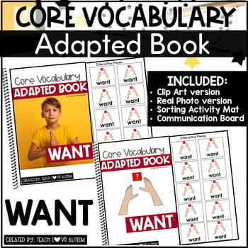 Core Vocabulary Adapted Book WANT cover