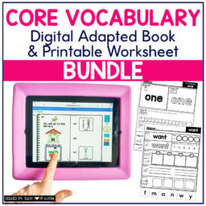Core vocabulary boom cards and worksheets by Teach Love Autism