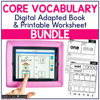 Core vocabulary boom cards and worksheets by Teach Love Autism