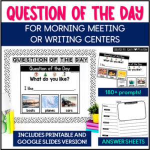 Daily Question of the Day Morning Meeting Bulletin Board for Special Education cover