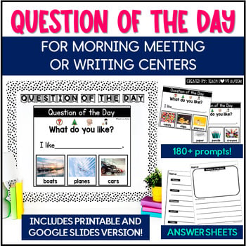 Daily Question of the Day Morning Meeting Bulletin Board for Special Education cover
