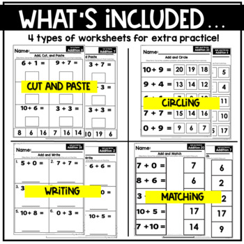 Mixed addition worksheets by Teach Love Autism