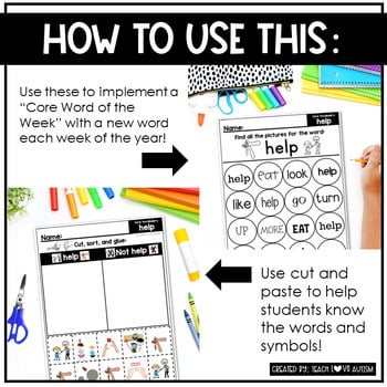 Core Vocabulary and Sight Word Worksheets and Activities for AAC preview image 3