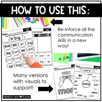 Core Vocabulary and Sight Word Worksheets and Activities for AAC preview image 4